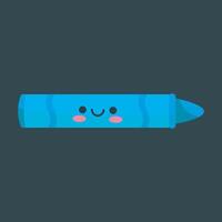 blue crayon with face cartoon character in flat design vector
