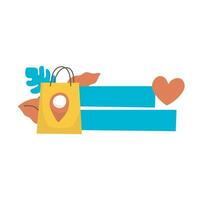 shopping bag in text space label frame in flat design vector
