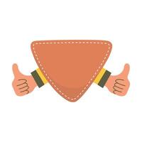 triangle text space frame with like thumb gesture in flat design vector