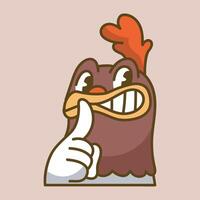 keep silent chicken emoticon with outline flat design vector