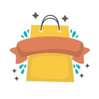 shopping bag with sparkling and text space bow in flat design vector
