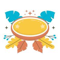 oval text space label with fall season leaf in flat design vector