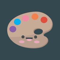 paint palette with cute cartoon face in flat design vector