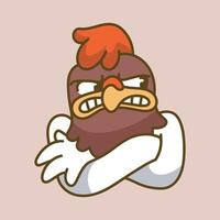 angry chicken emotion character in flat design vector