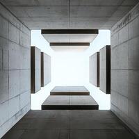 A view of the sky from inside a concrete building photo
