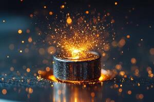 A close up of a metal object with sparks photo