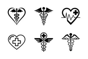 Health black and white outline icon pack vector