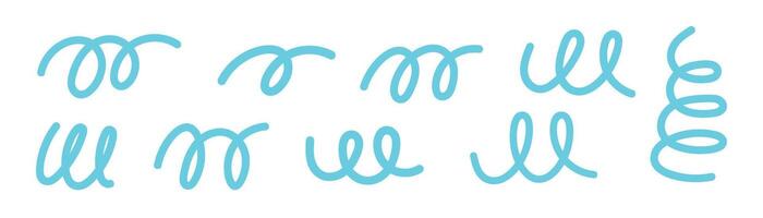 Calligraphic swash with smooth curve and hand drawn flourish. Blue brush stroke text ornament. Flat illustration isolated on white background. vector