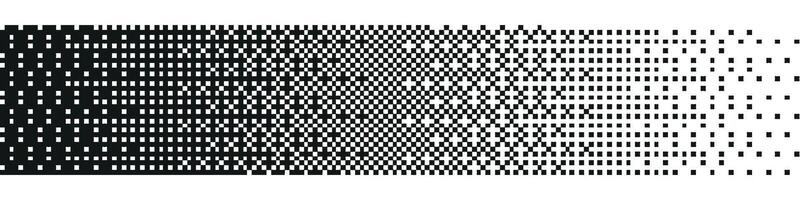 pixel pattern with fading dots and geometric shapes. Digital mosaic with dissolving squares and halftone texture background. Flat illustration isolated vector