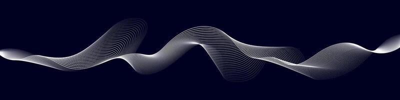 Abstract dynamic wave pattern, white gradient lines with modern tech design, futuristic network background, dark and light graphic elements. Flat illustration isolated vector