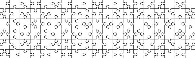 Jigsaw puzzle pieces pattern background., geometric square template with outline shapes. Flat illustration isolated on white vector