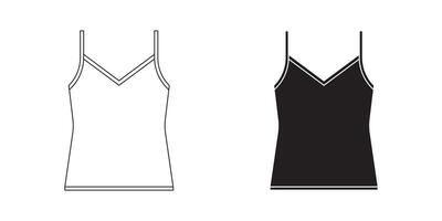 outline silhouette camisole icon set isolated on white background vector