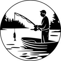 Fishing Clipart with Fisherman in a Boat on the Water vector