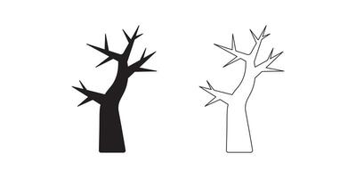 dry tree icon set isolated on white background vector