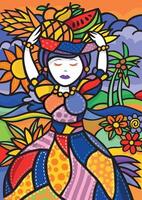 Beautiful and multicolored illustration of a Bahiana. Art in a graphic and casual style, with a tropical and coastal atmosphere. vector
