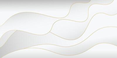 White geometric business banner design. Creative banner design with wave shape and gold lines as template. Simple design on horizontal banner. Eps10 vector