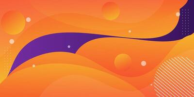 Abstract orange wave liquid color on purple background. Simple 3D banner design background. Eps10 vector