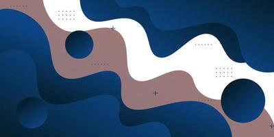 Blue geometric business banner design. Creative banner design with wave and circle shapes on bright background for template. Simple horizontal banner. Eps10 vector