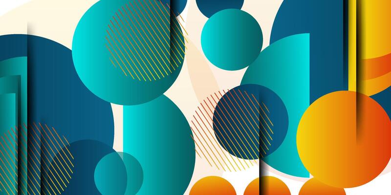 Abstract 3D background with colorful circle pattern elements on colored background. Eps10