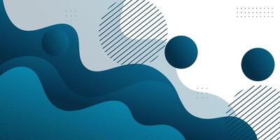 Blue geometric business banner design. Creative banner design with wave and circle shape as template. Simple design on white horizontal banner vector