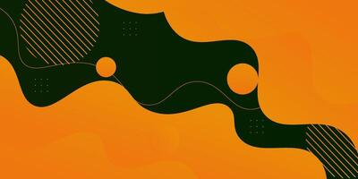 Modern green and orange geometric business banner design. Creative banner design with wave and line shapes in the background. Simple horizontal banner. eps10 vector