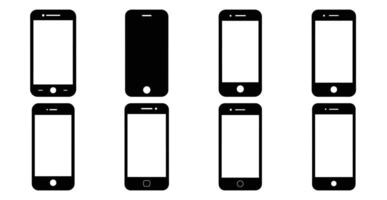 Collection of Eight Smartphone Icons Displaying Various Screen Orientations and Styles vector