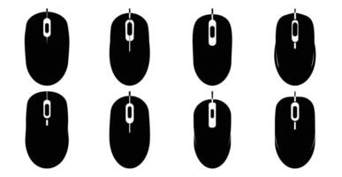 Collection of Eight Black and White Computer Mouse Icons in Various Styles vector