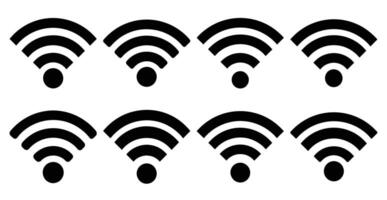 Collection of Eight Wifi Signals Wireless Network Connection Icons vector