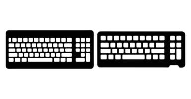 Two Black and White Keyboard Icons Showing a Standard Keyboard and a Ten Key Keyboard vector