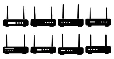 Collection of Wireless Internet Routers Various Designs and Models vector