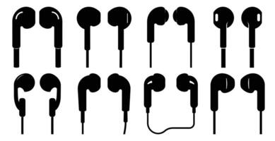 Collection of Various Earbud and Earphone Styles and Designs vector
