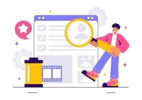 Modeling Agency Concept with Model Posing for Photoshoot in a Illustration vector
