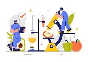 Food Science Laboratory Illustration with Researchers Testing Chemical Properties vector