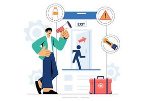Illustration of a Community Creating an Emergency Plan for Disaster Readiness in a Flat Cartoon Style vector