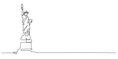 statue of liberty america hand drawn one line drawing continuous vector