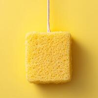 A sponge on a yellow background photo