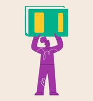 Woman holding big book. Colorful illustration vector