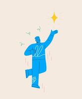 Man reaches for a diamond. Concept of aim aspiration. Colorful illustration vector