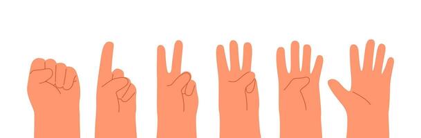 Hand count. Hands counting zero to five. Flat illustration isolated on white background vector
