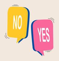 Yes and no text word on talk shape. Colorful illustration vector