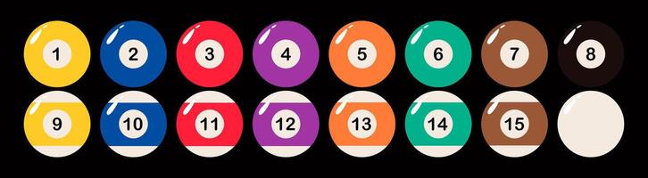 Billiard, pool balls with numbers collection. Colorful illustration vector