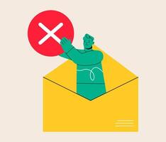 Checking the letter, searching for information in the mail. Colorful illustration vector