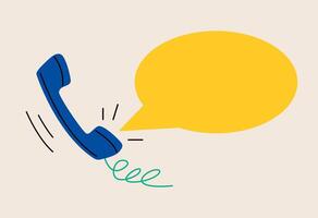 Phone handle with cloud speech. Colorful illustration vector