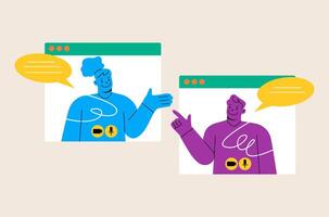 conference. Colleagues taking part in conference in home. Colorful illustration vector