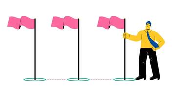 Working process, project progress, milestone or achievement tracking, work experience or roadmap concept. Flat illustration isolated on white background vector