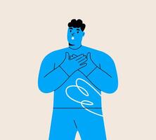 Man with shocked face expression set. Colorful illustration vector