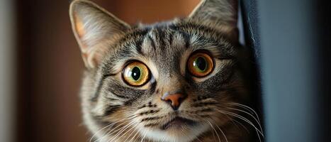 A cat with big green eyes looking at the camera photo