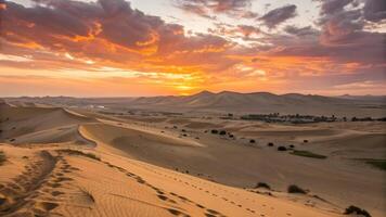 Sunset over the desert in the wujiang mountains, china photo
