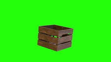 Wooden Box Floating on Green Screen Background 3D Render Loop video