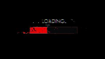 loading bar animation with glitch effect. Futuristic uploading progress bar with glitch effect isolated on black background video